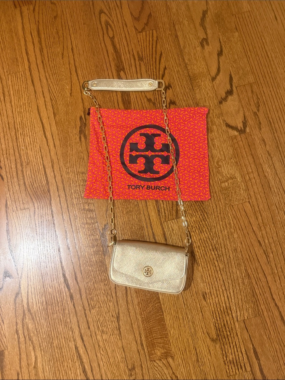 Tory Burch Gold Crossbody with Chain Strap